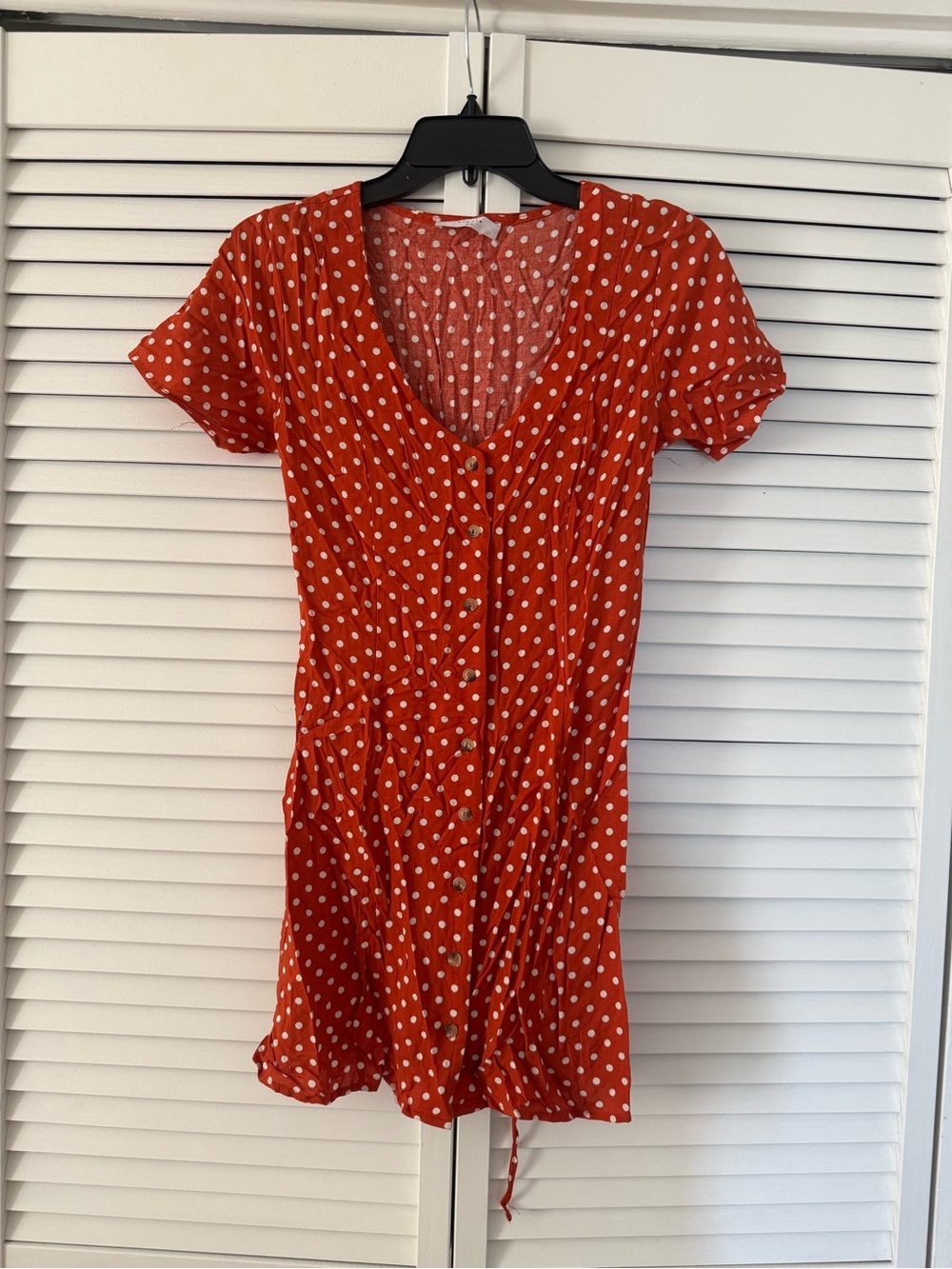 Elodie Red Polka Dot Button-Front Mini Dress